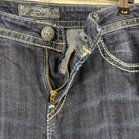 Silver Natsuki denim jeans bootcut dark wash fade size 30 western rodeo longer - Picture 5 of 13